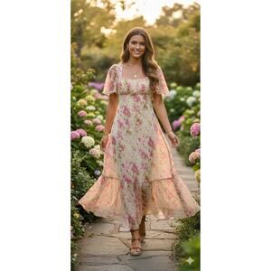 ASTR the Label Midsummer Floral Tiered Maxi‎ Dress Whimsical Fairycore SZ XL